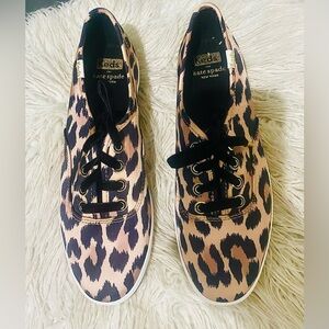 Women’s Keds x Kate Spade New York Champion Leopard Satin Sneakers Size 8 NWOT